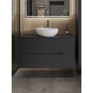 Тумба с раковиной Orange Лайн Li-100TugMDF+B07-420W 100 см графит матовый