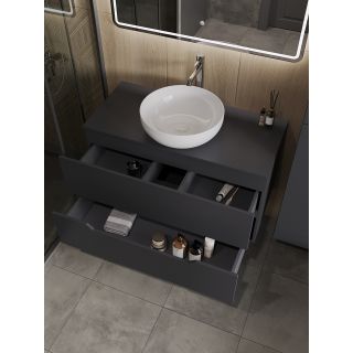 Тумба с раковиной Orange Лайн Li-100TugMDF+B07-420W 100 см графит матовый