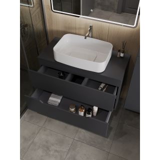 Тумба с раковиной Orange Лайн Li-100TugMDF+B07-600W 100 см графит матовый