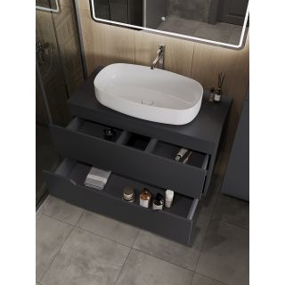 Тумба с раковиной Orange Лайн Li-100TugMDF+B07-675W 100 см графит матовый