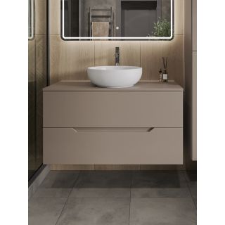 Тумба с раковиной Orange Лайн Li-100TuLMDF+B07-420W 100 см латте матовый