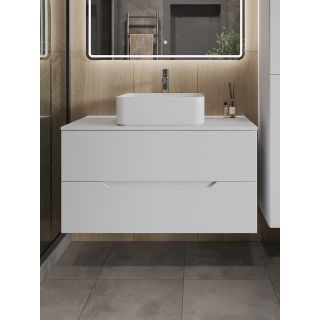 Тумба с раковиной Orange Лайн Li-100TuwMDF+B02-460W 100 см белый матовый