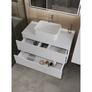 Тумба с раковиной Orange Лайн Li-100TuwMDF+B02-460W 100 см белый матовый