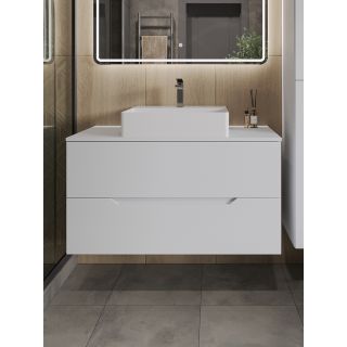 Тумба с раковиной Orange Лайн Li-100TuwMDF+B04-500W 100 см белый матовый