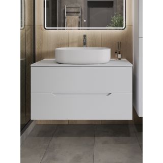 Тумба с раковиной Orange Лайн Li-100TuwMDF+B04-600W 100 см белый матовый