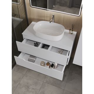 Тумба с раковиной Orange Лайн Li-100TuwMDF+B04-600W 100 см белый матовый