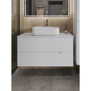 Тумба с раковиной Orange Лайн Li-100TuwMDF+B05-500W 100 см белый матовый