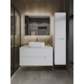 Тумба с раковиной Orange Лайн Li-100TuwMDF+B05-500W 100 см белый матовый