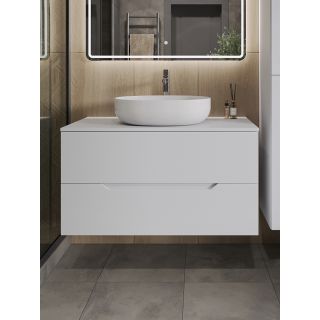 Тумба с раковиной Orange Лайн Li-100TuwMDF+B05-520W 100 см белый матовый
