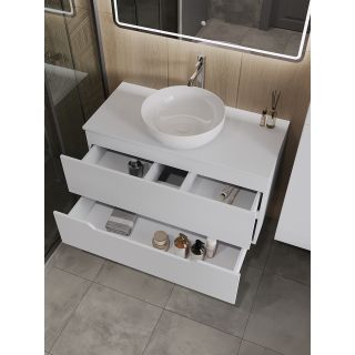 Тумба с раковиной Orange Лайн Li-100TuwMDF+B07-420W 100 см белый матовый