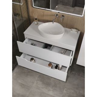 Тумба с раковиной Orange Лайн Li-100TuwMDF+B07-500W 100 см белый матовый