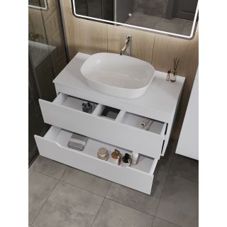 Тумба с раковиной Orange Лайн Li-100TuwMDF+B08-500W 100 см белый матовый