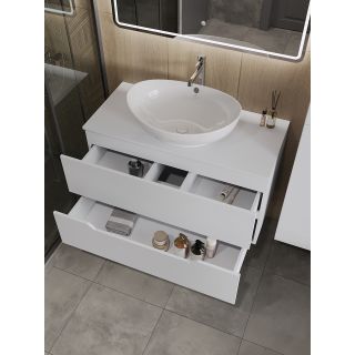 Тумба с раковиной Orange Лайн Li-100TuwMDF+B08-585W 100 см белый матовый