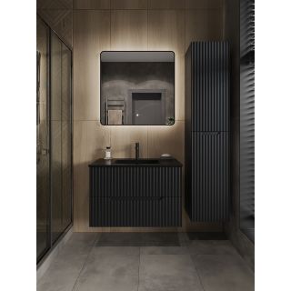 Пенал Orange Лайн Li-35RFPub 35 см с рифленым фасадом чёрный матовый