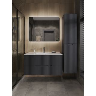 Пенал Orange Лайн Li-35RFPug 35 см с рифленым фасадом графит матовый