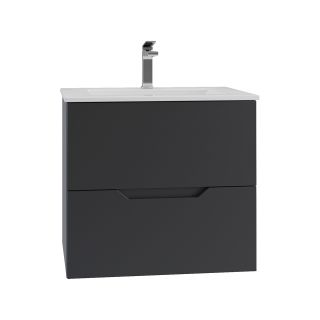 Тумба с раковиной Orange Лайн Li-60Tub+Ra 60 см чёрный матовый