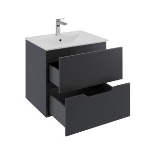 Тумба с раковиной Orange Лайн Li-60Tub+Ra 60 см чёрный матовый