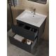 Тумба с раковиной Orange Лайн Li-60Tub+Ra 60 см чёрный матовый