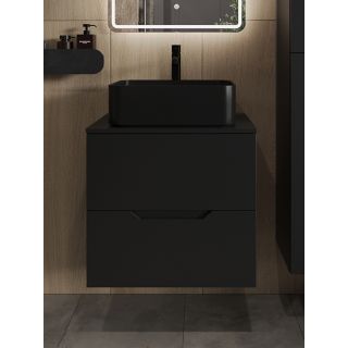 Тумба с раковиной Orange Лайн Li-60TubMDF+B02-460MB 60 см чёрный матовый