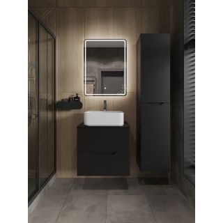 Тумба с раковиной Orange Лайн Li-60TubMDF+B02-460W 60 см чёрный матовый