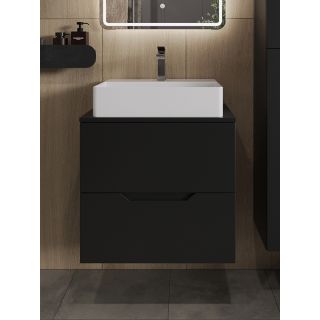 Тумба с раковиной Orange Лайн Li-60TubMDF+B04-500W 60 см чёрный матовый