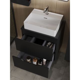 Тумба с раковиной Orange Лайн Li-60TubMDF+B04-500W 60 см чёрный матовый