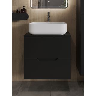 Тумба с раковиной Orange Лайн Li-60TubMDF+B05-500W 60 см чёрный матовый