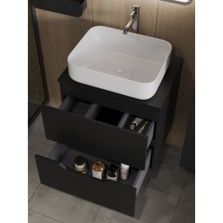 Тумба с раковиной Orange Лайн Li-60TubMDF+B05-500W 60 см чёрный матовый