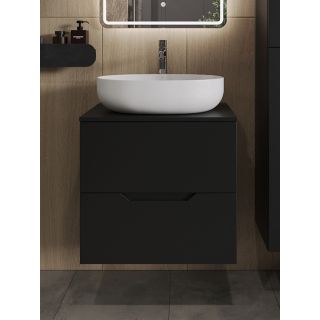 Тумба с раковиной Orange Лайн Li-60TubMDF+B05-520W 60 см чёрный матовый