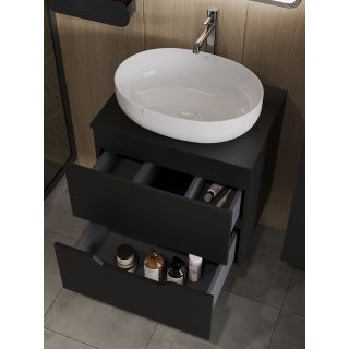 Тумба с раковиной Orange Лайн Li-60TubMDF+B05-520W 60 см чёрный матовый