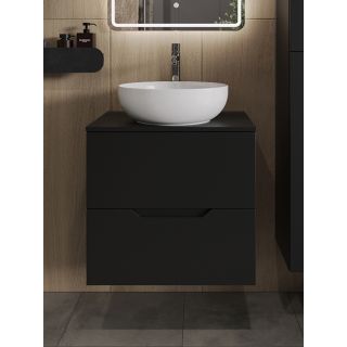 Тумба с раковиной Orange Лайн Li-60TubMDF+B07-420W 60 см чёрный матовый