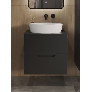 Тумба с раковиной Orange Лайн Li-60TubMDF+B07-500W 60 см чёрный матовый