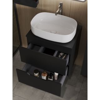 Тумба с раковиной Orange Лайн Li-60TubMDF+B07-540W 60 см чёрный матовый
