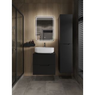 Тумба с раковиной Orange Лайн Li-60TubMDF+B07-540W 60 см чёрный матовый