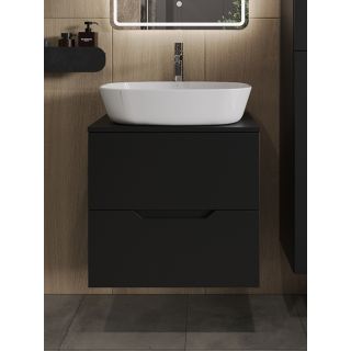 Тумба с раковиной Orange Лайн Li-60TubMDF+B08-500W 60 см чёрный матовый