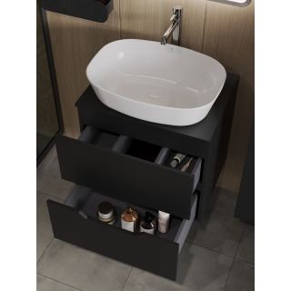 Тумба с раковиной Orange Лайн Li-60TubMDF+B08-500W 60 см чёрный матовый