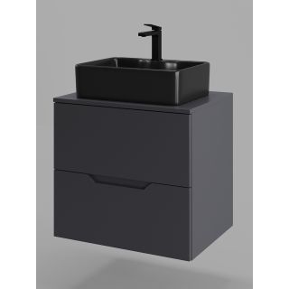 Тумба с раковиной Orange Лайн Li-60TugMDF+B01-475MB 60 см графит матовый/чёрный матовый