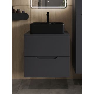 Тумба с раковиной Orange Лайн Li-60TugMDF+B01-475MB 60 см графит матовый/чёрный матовый