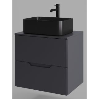 Тумба с раковиной Orange Лайн Li-60TugMDF+B02-460MB 60 см графит матовый/чёрный матовый