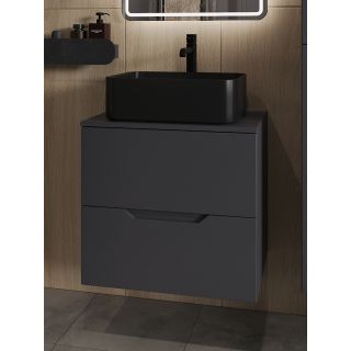 Тумба с раковиной Orange Лайн Li-60TugMDF+B02-460MB 60 см графит матовый/чёрный матовый