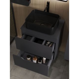 Тумба с раковиной Orange Лайн Li-60TugMDF+B02-460MB 60 см графит матовый/чёрный матовый