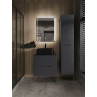 Тумба с раковиной Orange Лайн Li-60TugMDF+B02-460MB 60 см графит матовый/чёрный матовый