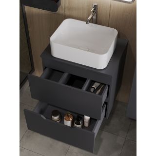 Тумба с раковиной Orange Лайн Li-60TugMDF+B02-460W 60 см графит матовый
