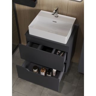 Тумба с раковиной Orange Лайн Li-60TugMDF+B04-500W 60 см графит матовый