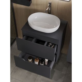 Тумба с раковиной Orange Лайн Li-60TugMDF+B05-480W 60 см графит матовый