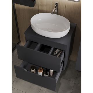 Тумба с раковиной Orange Лайн Li-60TugMDF+B05-520W 60 см графит матовый