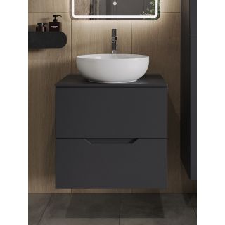 Тумба с раковиной Orange Лайн Li-60TugMDF+B07-420W 60 см графит матовый