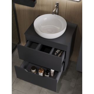 Тумба с раковиной Orange Лайн Li-60TugMDF+B07-420W 60 см графит матовый