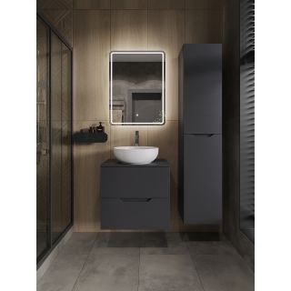 Тумба с раковиной Orange Лайн Li-60TugMDF+B07-420W 60 см графит матовый