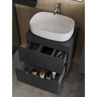 Тумба с раковиной Orange Лайн Li-60TugMDF+B07-540W 60 см графит матовый